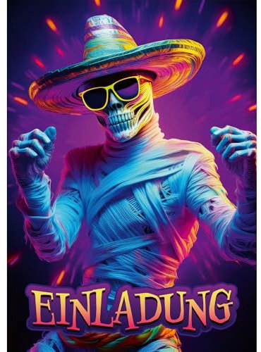 Moosthaler 12x Mumie Halloween Einladungskarten Kinder - Gruselige Party Einladung für Deine Gruselparty Kindergeburtstag - Einladungskarten Kindergeburtstag