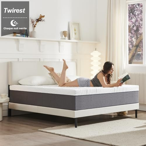 Twirest Matelas 140x190 cm, Épaisseur 25 cm,Matelas en Mousse à Mémoire de Forme, Fermeté Moyenne, 7 Zones, Soutien Parfait, Réversible à Deux Faces, Confortable et Durable (140x190x25cm)