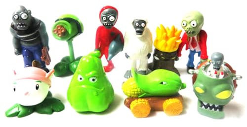 Juego de 10 figuras de dibujos animados de plantas zombies Peashooter, juguete coleccionable, modelo estatua, juguetes de PVC, adornos de oficina, fans, modelo coleccionable