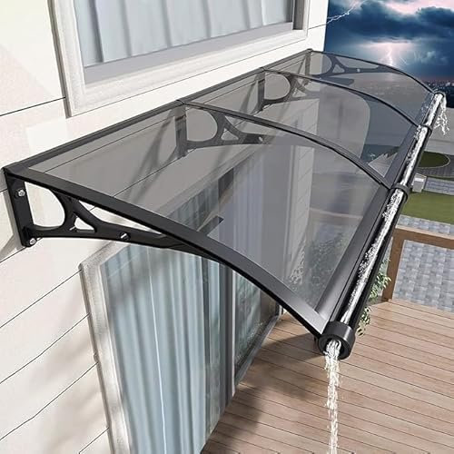 Awning for Door Entrance with sink,Door Awnings Exterior,Window Awning Door Canopy,Modern Polycarbonate Front Door Canopy,Outdoor door canopy with easy-to-install protectors(Color:grey,Size:150*400cm)