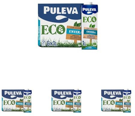 Leche ecológica Puleva ECO Entera brik 1L – Caja 6 litros (Paquete de 4)