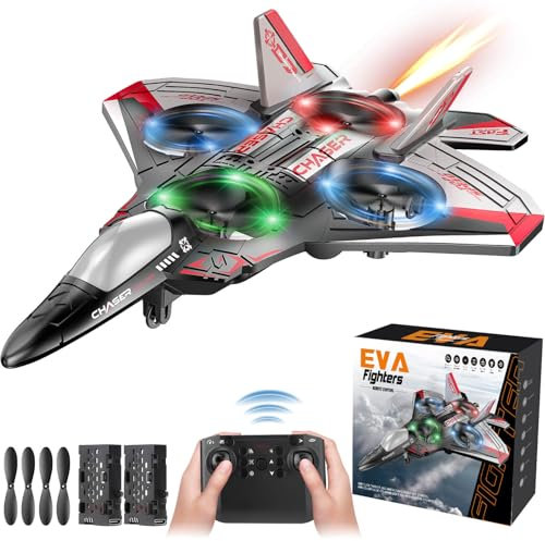 Beria RC Plane Toy for Kids 3-12 Year Old: Remote Control Plane RC Aeroplane Toys Gifts for 3 4 5 6 7 8 9 10 11 12 Year Old Boys Toy Birthday Presents Controlled Aircraft Airplanes Toys for Adult Red