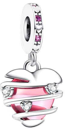 YUMINN Heart Shaped Spiral Charms 925 Sterling Silber für Armbänder und Halsketten Anhänger Perlen Valentinstag Muttertag Schmuck Geschenke für Frauen
