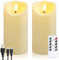 Yeelida Wiederaufladbare Flammenlose Fernbedienung & Timerfunktion Kunststoff-LED-Kerzen, Flackerndes 2er-Pack Kerzen mit Ladekabel, Lang anhaltend 60 Std (Elfenbein, 7,5cm x15cm)