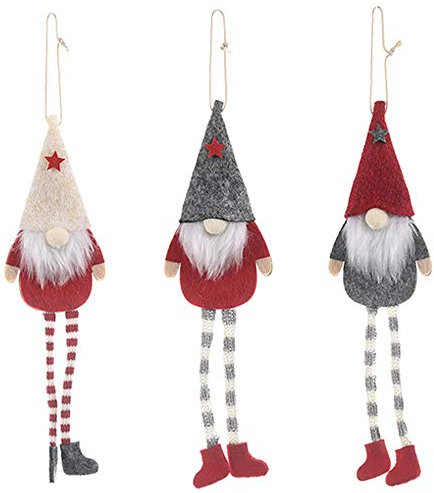 Jrifedptry Paquete de 3 gnomos de Navidad sin rostro de pierna larga para colgar en el árbol de Navidad, decoración de muñeca para el hogar, colgante de regalo