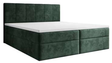Luxusbetten24 Boxspringbett Boxspringbett Aurelia Cord 180x200 mit Stauraum | Bezug: Cord | Farbe: Grün | Härtegrad: