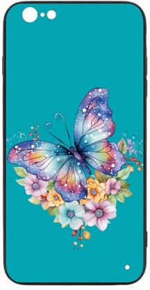 CRIVOTA For iPhone 6/6S Case - All-new Butterfly Design, Glass Back + TPU Inner Shell, Scratch-Resistant, Military-Grade Protection, Cell Phone Cases for Boys Girls