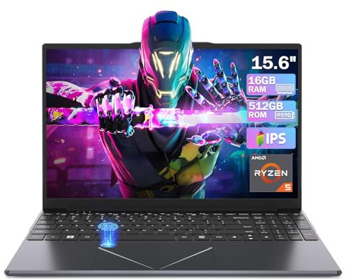 DREAMFYRE Laptop AMD Ryzen 5 3500U, 16 GB DDR4 512 GB SSD, PC portatile con scheda grafica integrata AMD con supporto Touch ID, WiFi 2.4/5G, Bluetooth, USB 3.0 2, Mini HDMI