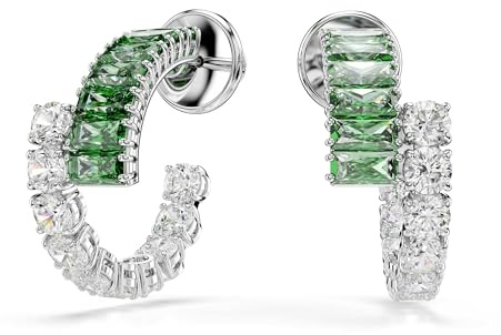 Swarovski Matrix Kreolen, Verschiedene Schliffe, Grün, Rhodiniert