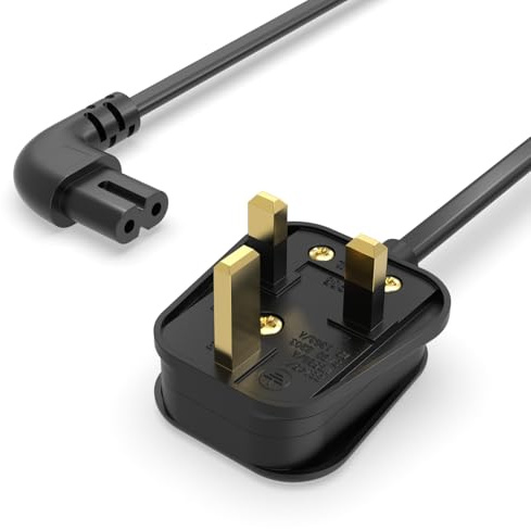 Superer Right Angle 2M Power Cable Fit for Sony PS5 PS4 PS3 Slim | Fit for PlayStation 5 4 3, Xbox Series X/S, Xbox One X/S – 2 Pin IEC C7 Figure 8 Replacement Lead