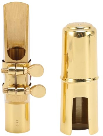 Yechiry Altsaxophon-Mundstück, Messing 5 Tip Eröffnung Metall Sax Mundstück für Alt-Sax mit Cap Ligatur für Anfänger Profis