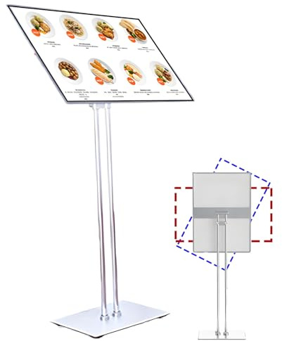 Tablero de menú para Restaurante, Cartel publicitario proyectante para exhibición Comercial, Soporte para Carteles LED de pie, Ajuste de Altura de 90-150 cm y ángulo de 180°. Black-23.6 * 35.4in
