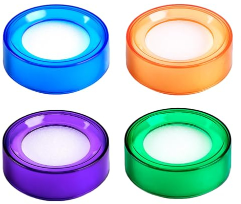 4Pcs 2.7x1Inch Finger Wet Sponges with Plastic Case Round Counting Moisturizing Tool for Banknotes Cash Documents Finance Office(4 Colors)