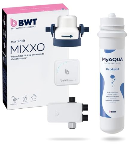 BWT MIXXO PROTECT Starter Kit | Wasserfilter Wasserhahn | inkl. Filterkartusche, gefiltertes oder ungefiltertes Wasser auf Knopfdruck, direkt aus dem Wasserhahn