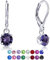 DTPSilver - Damen Klappbügel Ohrringe 925 Sterling Silber und mit Kristallen von Swarovski® Elements 6 mm Runde - Farbe : Tansanit
