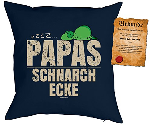 trag-das Papa Geschenk Kissen mit Füllung - Papas Schnarchecke - Weihnachten Nikolaus Geschenkidee Geburtstag