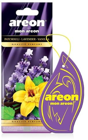 Areon Mon Car Air Freshener Patchouli Lavender Vanilla Flower Hanging Purple Set Multi Pack of 6