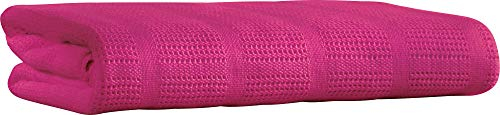 Erwin Müller Sommerdecke, leichte Baumwolldecke, Häkeldecke Trient pink Größe 150x200 cm - luftig leicht, weiche Qualität, pflegeleicht