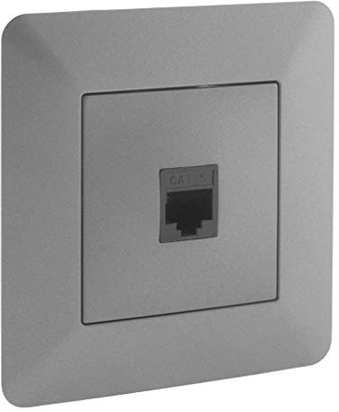 Zenitech - Toma De Red RJ45 CAT6 - Diseño Moderno Y Compacto - Compatible Con Cajas Empotradas - Acabado Mate - Dimensiones 86x86mm - Titanio