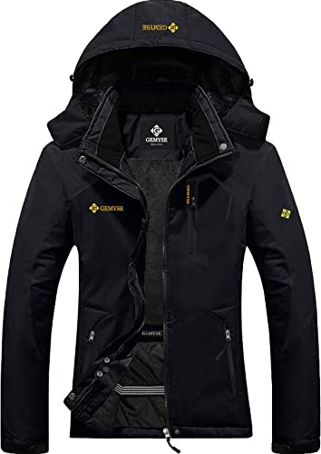 GEMYSE Damen Skijacke Wasserdicht Fleece Winterjacke Winddicht Schneejacke mit Kapuze für Outdoor Aktivitäten und Sport
