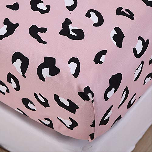 Chickwin Floral Printed Fitted Sheets Bedding Sheets with Deep Pocket 30cm for Single Double King Bed - Microfibre Soft Shrinkage Fade Resistant Easy Care (Leopard print,90x200+30cm)