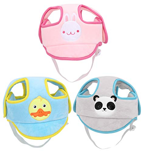Baby-Schutzhelm, atmungsaktiver Kopfschutz aus Baumwolle, verstellbarer Schutzhelm aus Baumwolle(GRAU)