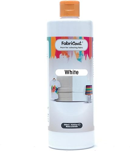 FabriCoat Pintura textil, se utiliza para restaurar o cambiar el color de tapicerías, muebles, interiores de coches, prendas de ropa y calzado (500 ml, blanco)
