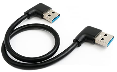 System-S USB 3.0 Kabel 30 cm Typ A Stecker zu Stecker Winkel in Schwarz
