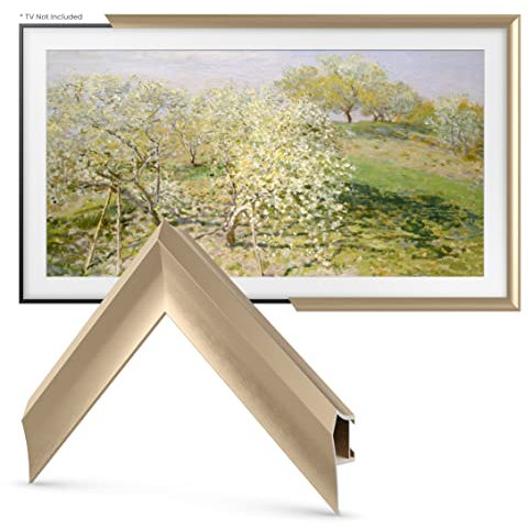 Deco Cadre TV en alliage prismatique – Lunette dorée pâle compatible uniquement avec Samsung The Frame TV (65, compatible avec cadre TV 2021-2024)