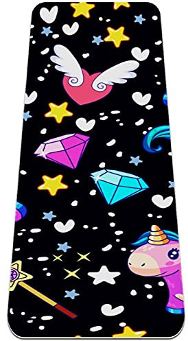 Einhorn-Yoga-Matte mit Herzmotiv, dicke Trainingsmatte, rutschfeste Griffigkeit, für Pilates und Fitnessstudios, für Frauen, 182,9 x 61 cm