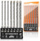 BAURIX® Juego de brocas SDS [7 piezas] - Brocas NARWAL® - Perforación sin esfuerzo en hormigón - Juego de brocas profesional 5,6,8,10,12 mm - Longitud 160 mm - Juego Brocas metal