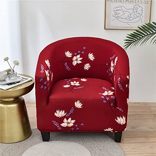 FANSU Sesselschoner Sesselbezug Sofabezug, Einfachheit Tub Chairs Sesselhussen mit Armlehne, Sesselüberwurf für Clubsessel Loungesessel Cocktailsessel (Rot Blume)