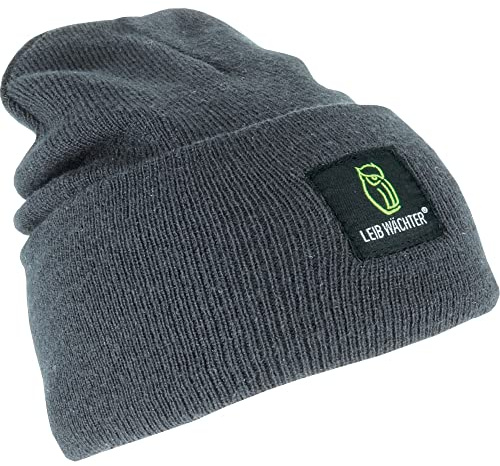 Leibwächter Unisex Strickmütze Winter, graue Mütze, warme Wintermütze mit Umschlagbarem Saum, doppellagige Beanie, One Size