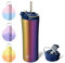BOTTLE BOTTLE Insulated Coffee Tumblers with Dual-use Lid and Straw Double Walled Iced Travel Coffee Mug for Woman and Man 18 oz Stainless Steel Tumbler with Handle(colorful tumbler)