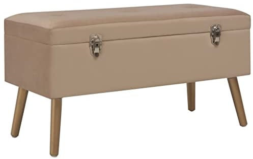 vidaXL Bank mit Stauraum Flurbank Sitzbank Polsterbank Bettbank Betthocker Garderobenbank Flur Wohnzimmer Schlafzimmer 80cm Beige Samt
