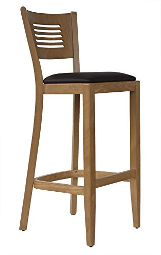 abritus Barhocker 65 cm Buche Holz Honig-Eiche Polstersitz Kunstleder | Modell TBG004, Fertig montiert, Bis 150 kg belastbar, Für Küche, Bar, Bistro & Gastro