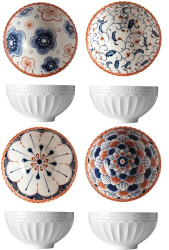 TuYines Cereal Bowls Set,Porcelain Dessert Bowls, Soup Bowl,Ceramic Rice Bowl,4.75 Inch Serving Bowls for Rice,Ice Cream,Soup,Breakfasts,Noodles, Microwave and Dishwasher Safe