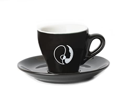 Almanegra Caffè Tazza Tazzina da Caffe Porcellana Nera con Piattino da Bar Espresso