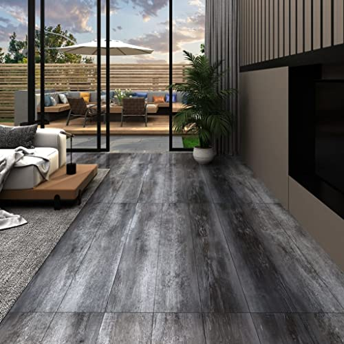 MOONAIRY PVC-Laminat-Dielen 5,02 m² 2 mm Selbstklebend, Fliesenfolie, Laminatboden, Küchenrückwand Folie, Bodenbelag Selbstklebend, Wandverkleidung, Deckenpaneele, Glänzend Grau