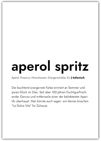 MOTIVISSO Poster Aperol Spritz - Definition (weiß/schwarz) 21 cm x 30 cm