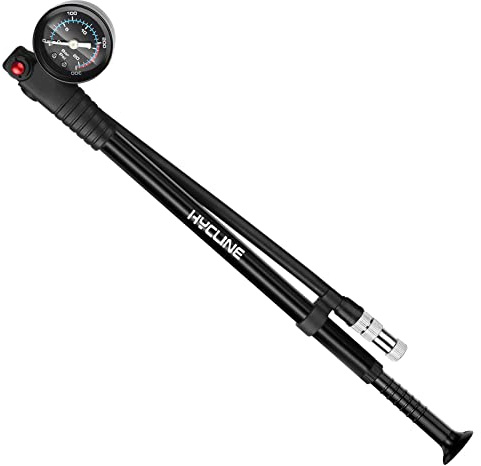 Hycline Shock Pump for Mountain Bike, High Pressure 300 Psi for Front Fork and Rear Bicycle Suspension Air Pump with Gauge Fits Schrader & Presta Tire Valve-Black