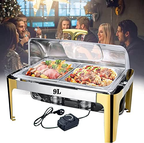UZOURI Chafing Dish Electrico, 9L/13L Servidor de Buffet, Servidor de Calienta-Platos de Buffet de Acero Inoxidable, Calentador de Comida para Cocina (400W/220V)