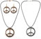 YATEICBC- 4 Pcs Hippie und Friedenszeichen Ohrringe Halskette 60er 70er Jahre Halskette Kleidung Accessoires Schmuck Karneval Karneval Themen Party Feier