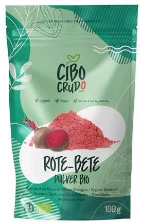 Rote Beete Pulver Bio - 100g. Rote Bete Pulver Getrocknet. Roh oder Gekocht zu Verwenden. Lebensmittelfarbe rot Pulver Natürlich und Rein für Smoothies und Säfte. Beetroot Powder.