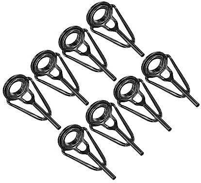 PATIKIL 1.2mm Angelrute Spitze Reparatur Kit 8Stk Edelstahl Pfahl Ring Leitfaden Ersatz für Salzwasser Süßwasser Fischen Schwarz