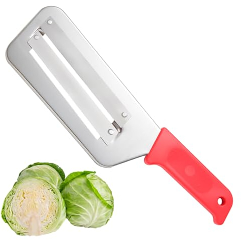 Dokpod Cabbage Slicer - Red, Stainless Steel Blade & Body, Manual, Multipurpose, Dishwasher Safe