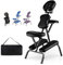 RELAX4LIFE Chaise de Massage Pliante Hauteur Réglable 110-120 CM, Chaise de Thérapie Portable Ergonomique avec Siège Rembourré, Sac de Transport, Charge 150 KG pour Tatouage Spa Esthéticienne (Noir)
