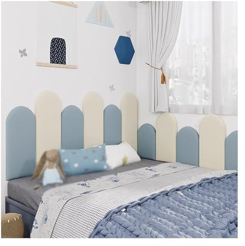 SXEVZOO Wandpaneel Gepolstert - 3,5cm Dick Kinder Anti-Kollision Kopfteil - 3D Wandpaneele Wandverkleidung Selbstklebend Einzeln & Doppel Bett Tapete Soft Kissen (Color : D, Size : 180cm)