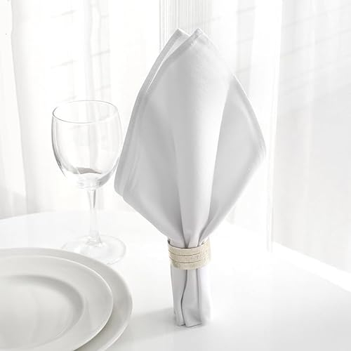 6 Stück Baumwolle Servietten Stoff, 30*30cm Abwaschbare Servietten Tischdekoration Hochzeitsservietten Stoffservietten weich bequem für Küche Esstisch Familienessen Weihnachten Cafe Restaurant -Weiße