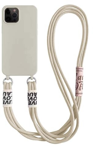 Rokmym Coque iPhone 15 Pro Max Coque de Protection Collier Chaîne de Téléphone (Amovible) Coque de Téléphone Bracelet en Silicone Collier Cordon pour Suspendre iPhone 15 Pro Max Coque